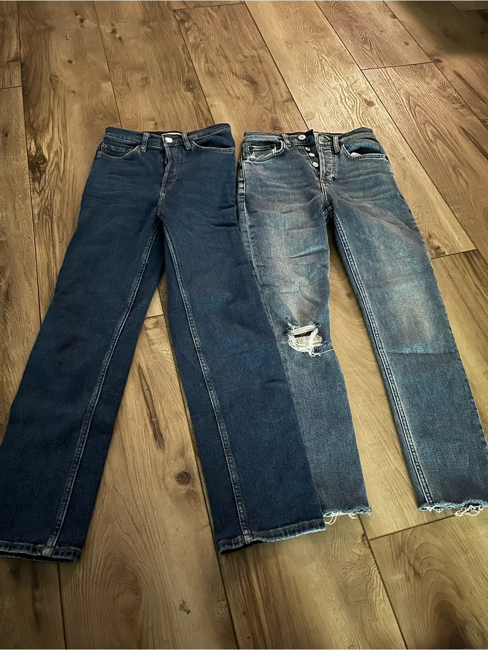 RE/DONE Jeans Bundle Ultra HR 70s Stovepipe HighRise Distressed Ankle Crop
